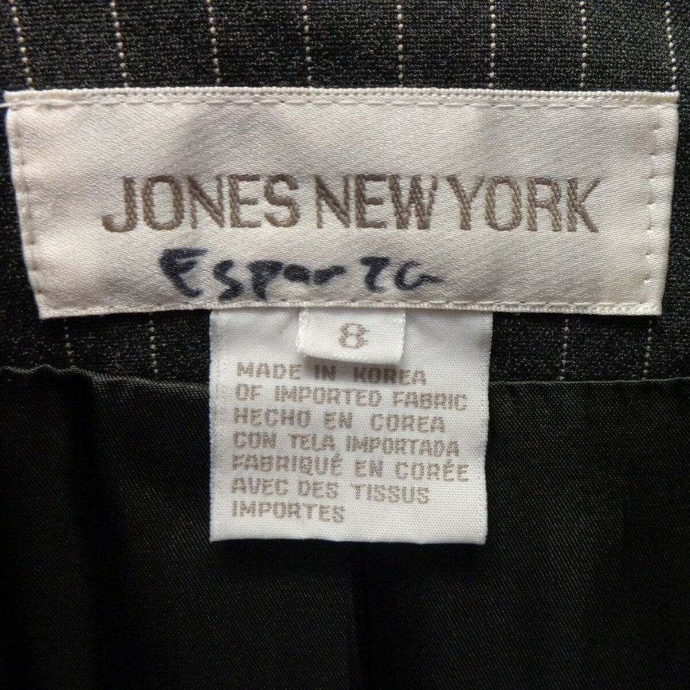 BLACK PINSTRIPE HIP LENGTH BLAZER 8 - Picture 6 of 6